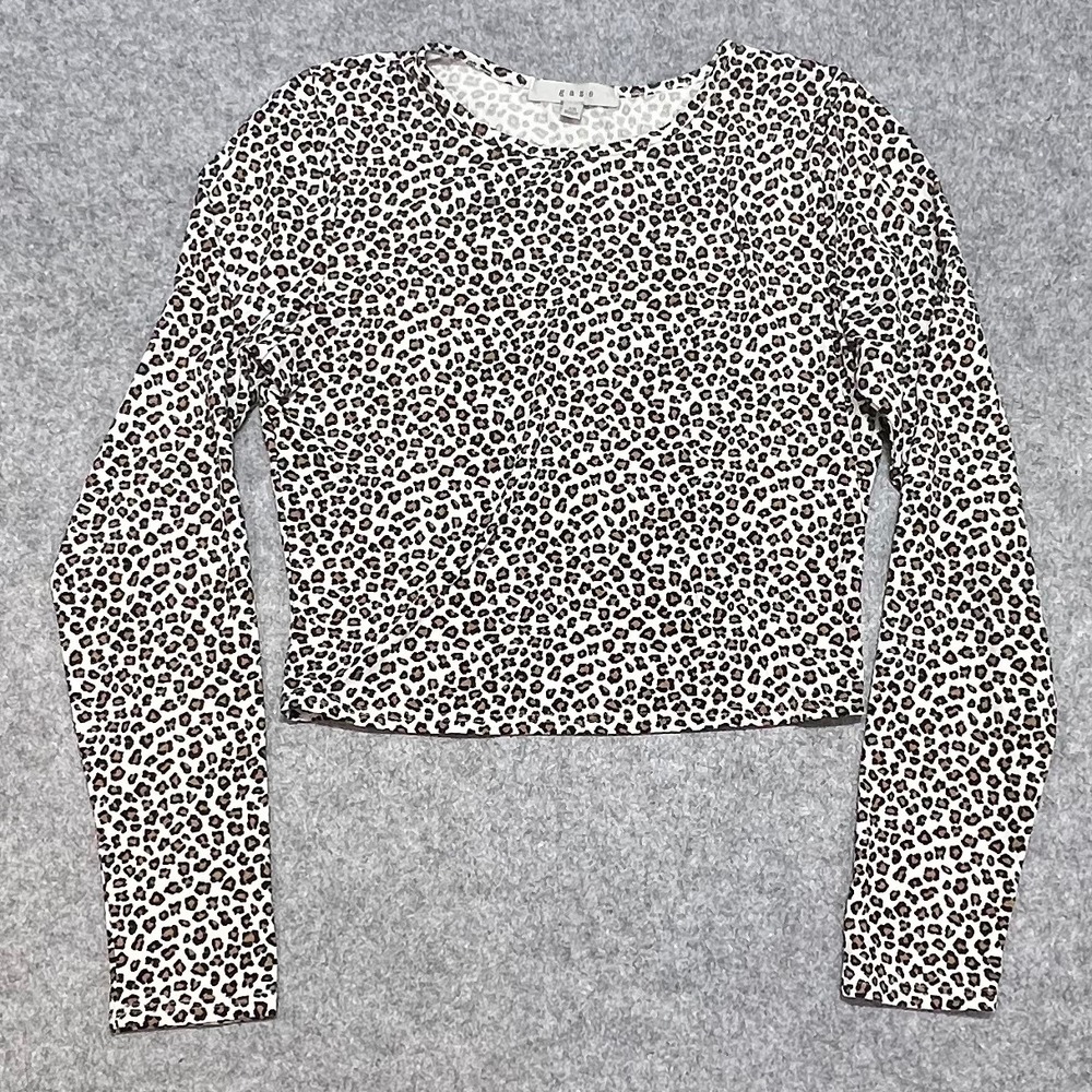 Gaze Womens Leopard Print Long Sleeve Cropped Tee Shirt‎ Brown Black Y2K XS